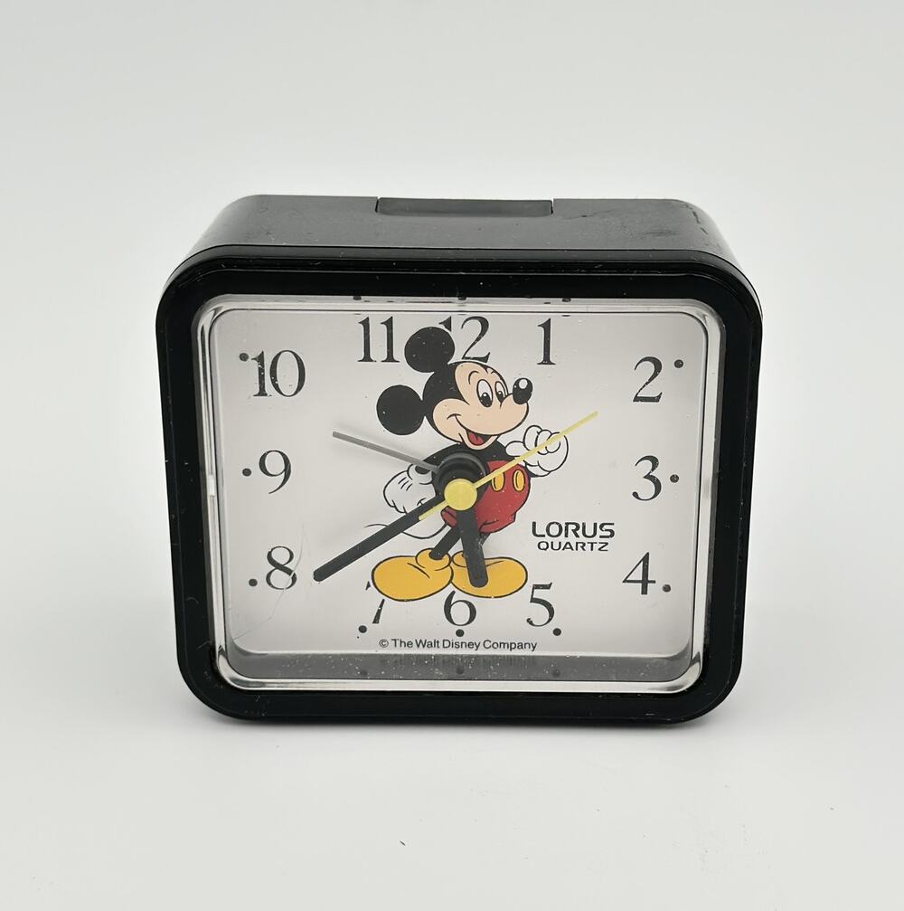 Vintage Lorus Quartz Disney Mickey Mouse Alarm Clock, Black, Works